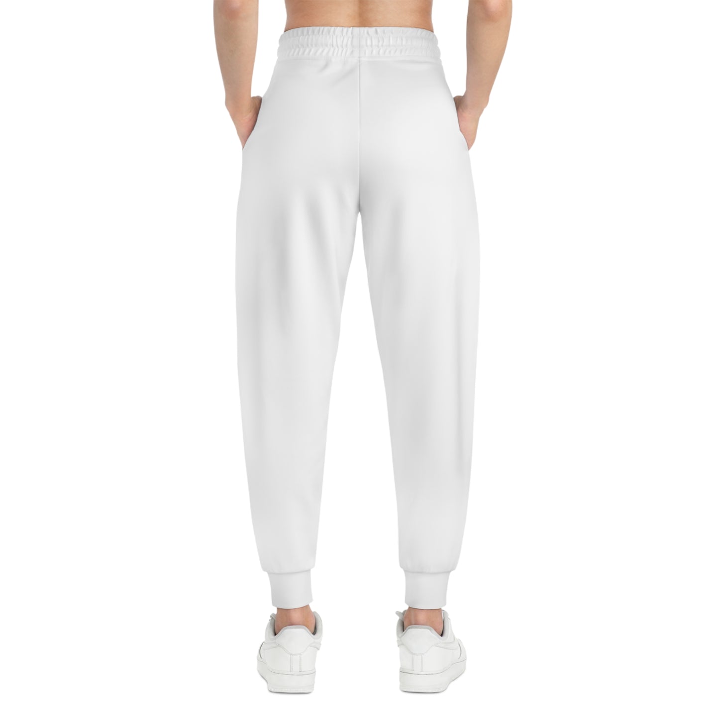 Vyze Logo Athletic Joggers — Minimal White AOP Sweatpants