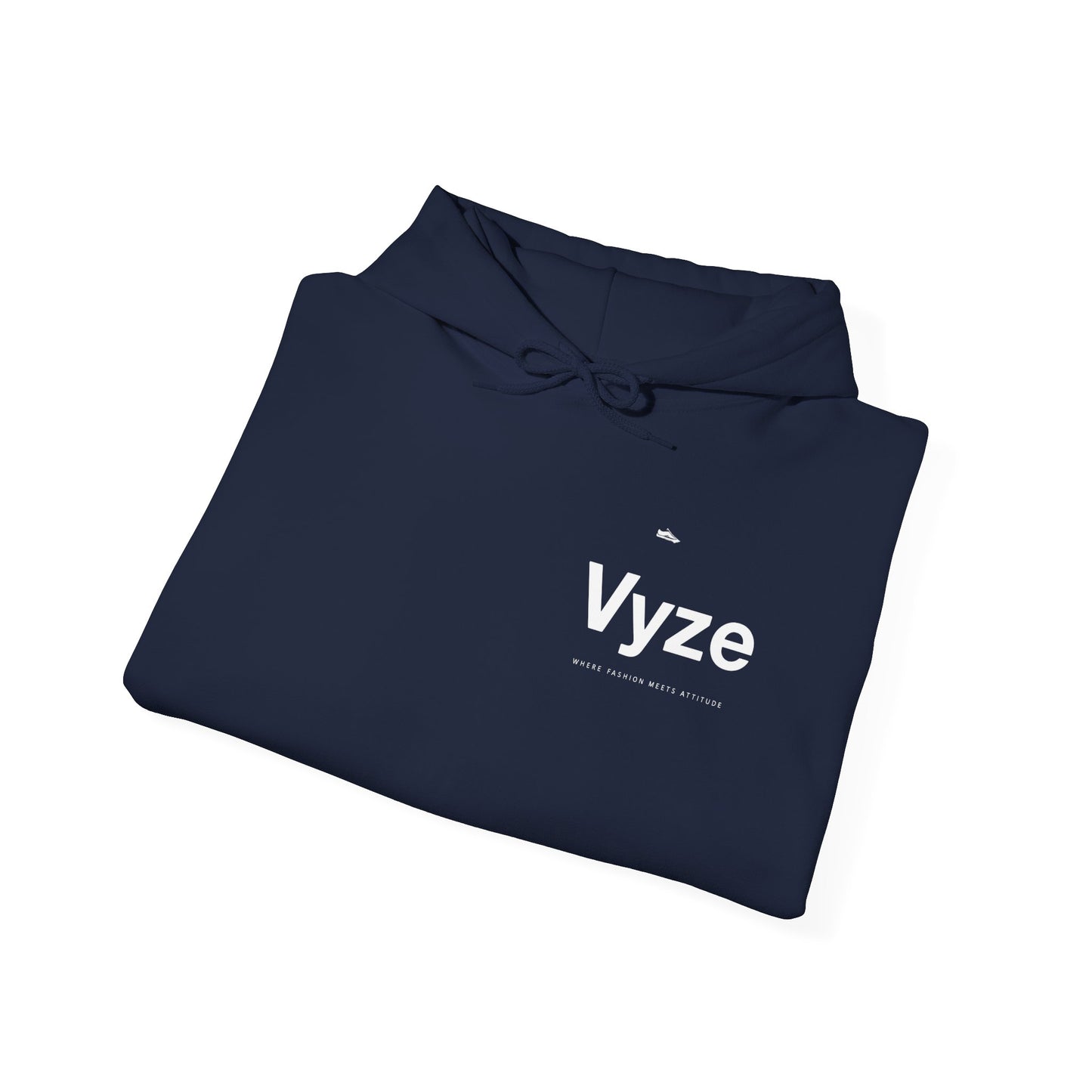 Vyze Logo Hoodie — Minimal Black Pullover with Small Chest Print
