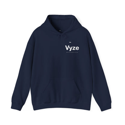 Vyze Logo Hoodie — Minimal Black Pullover with Small Chest Print