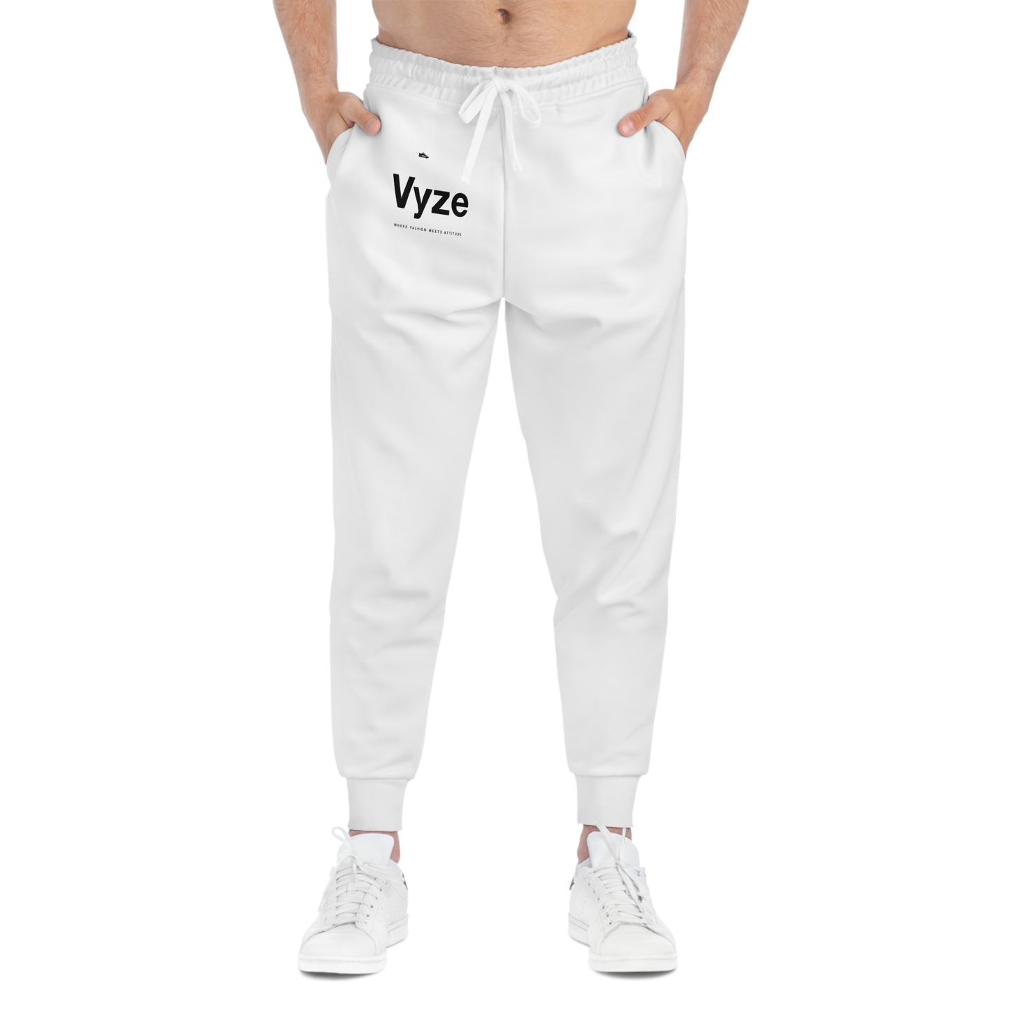Vyze Logo Athletic Joggers — Minimal White AOP Sweatpants
