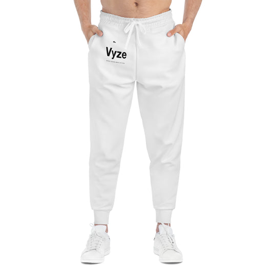 Vyze Logo Athletic Joggers — Minimal White AOP Sweatpants