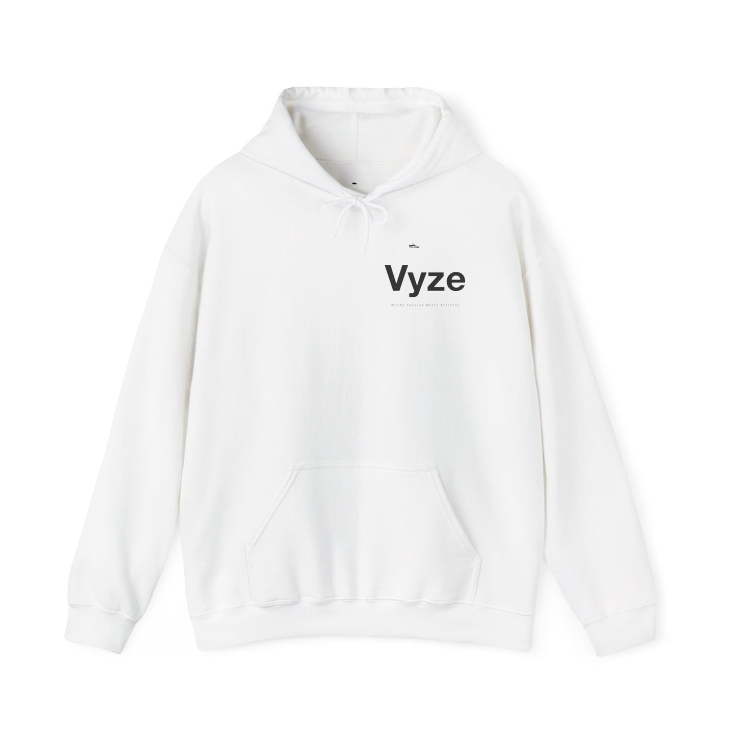 Vyze Angel Wings Hoodie — Minimal White Pullover with Back Wing Graphic
