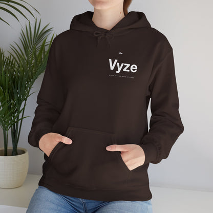 Vyze Logo Hoodie — Minimal Black Pullover with Small Chest Print