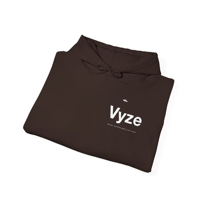 Vyze Logo Hoodie — Minimal Black Pullover with Small Chest Print