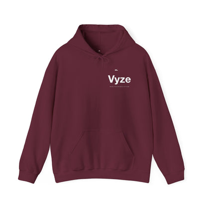 Vyze Logo Hoodie — Minimal Black Pullover with Small Chest Print