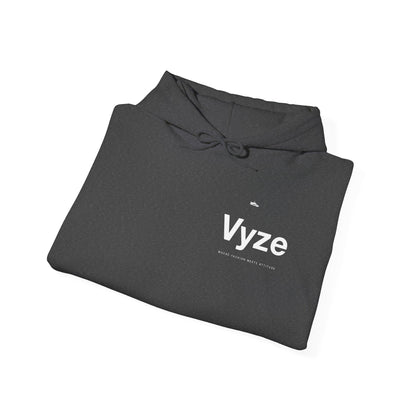 Vyze Logo Hoodie — Minimal Black Pullover with Small Chest Print