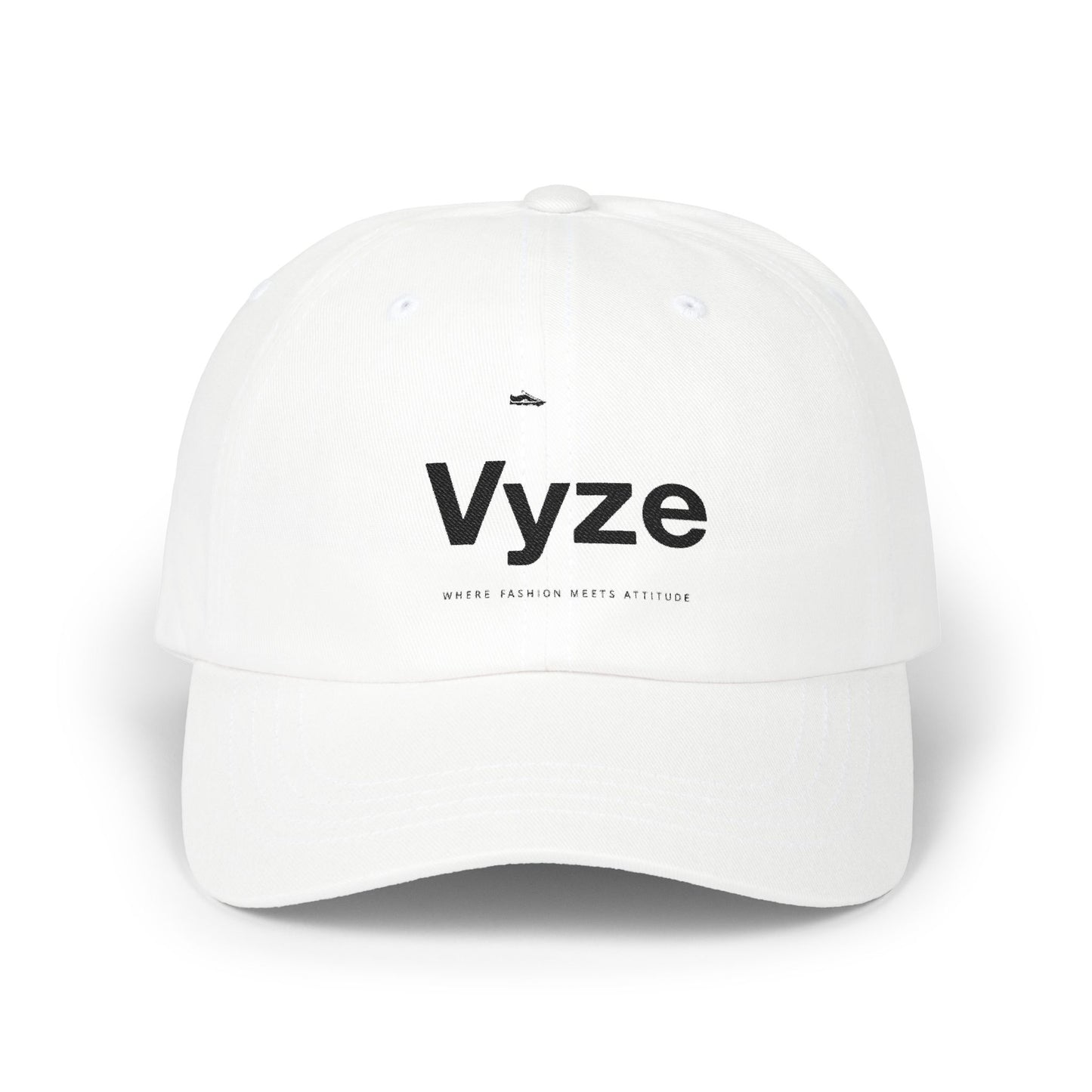Vyze Embroidered Classic Dad Cap — Minimal White Baseball Hat