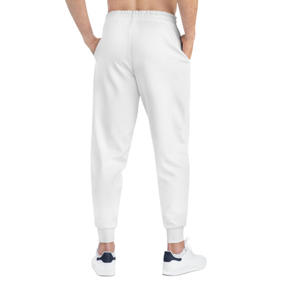 Vyze Logo Athletic Joggers — Minimal White AOP Sweatpants