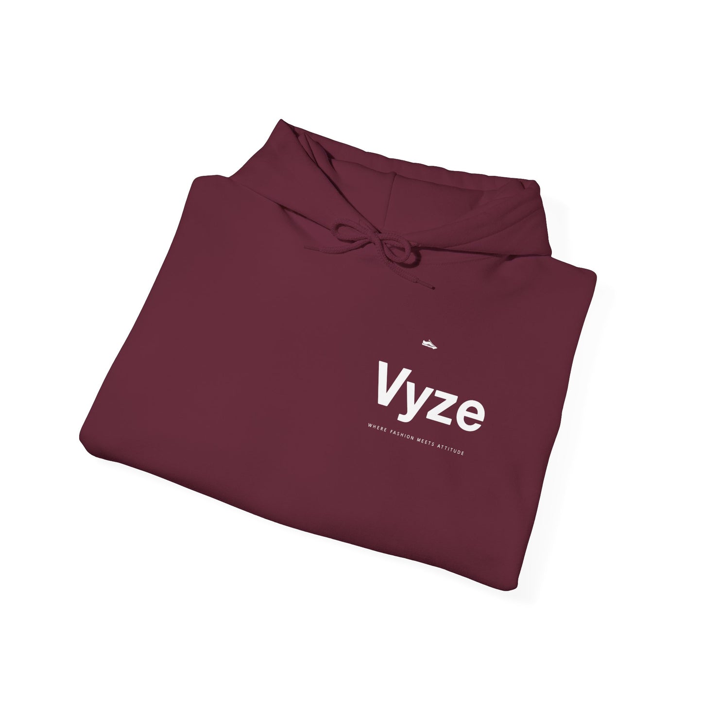 Vyze Logo Hoodie — Minimal Black Pullover with Small Chest Print