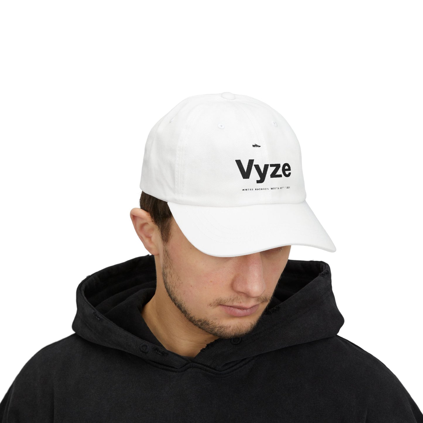 Vyze Embroidered Classic Dad Cap — Minimal White Baseball Hat