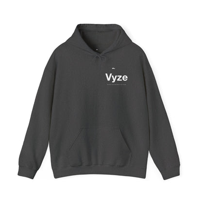 Vyze Logo Hoodie — Minimal Black Pullover with Small Chest Print